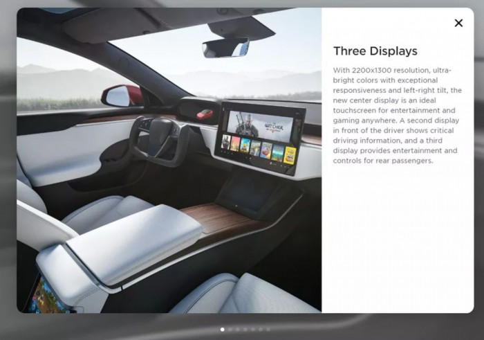 特斯拉Model S新内饰公布：配3块屏幕，电脑能玩PS5级别游戏