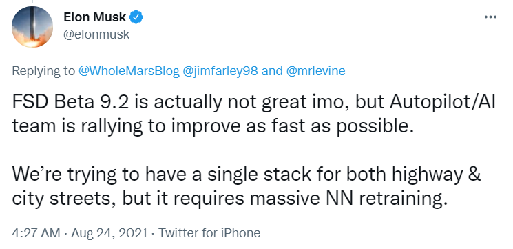 马斯克承认FSD有待改进，“激光雷达拖了后腿”，外界却称特斯拉在开空头支票