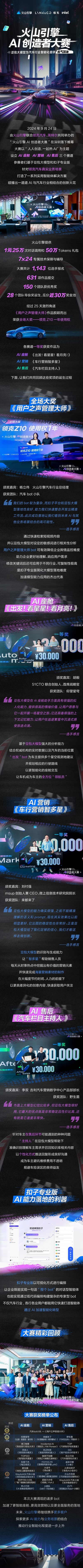 汇聚千位选手、打造数百智能体，火山引擎首届 AI 创造者大赛助力汽车行业智能化发展