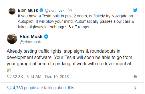 马斯克：特斯拉Autopilot“很快”可实现完全自动驾驶