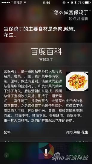 Siri给出的菜单