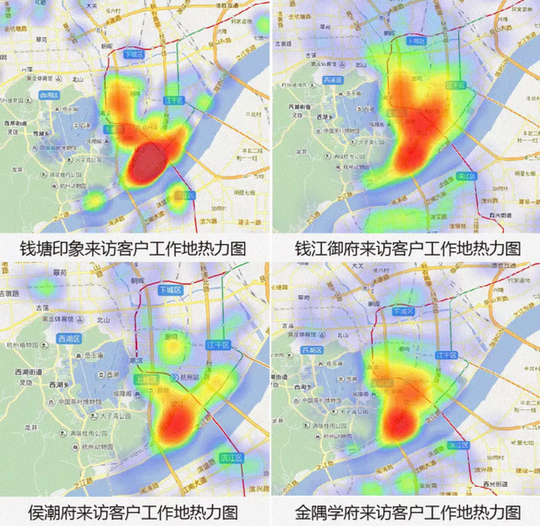 钱塘印象、钱江御府、侯潮府、金隅学府来访客户工作地热力图（2015年10--11月）.PNG
