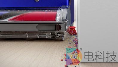 Debris being sucked into the Dyson 360 Vis nav\'s side duct.