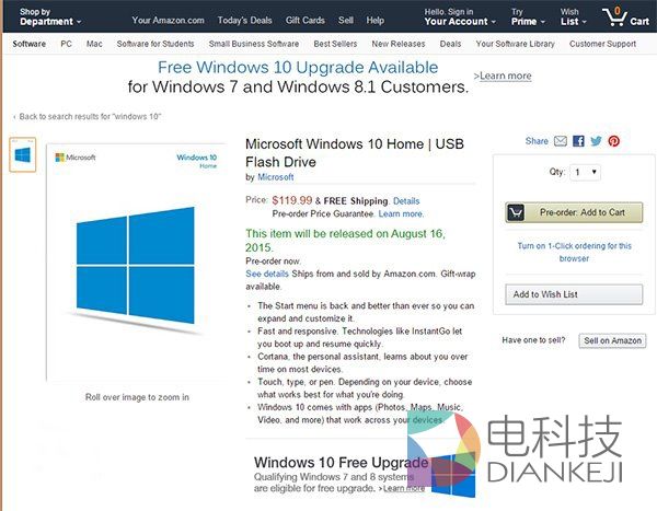 U盘版，Windows 10，提前上架