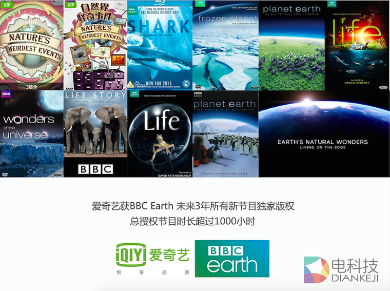 爱奇艺获BBC Earth 未来3年所有新节目独家版权