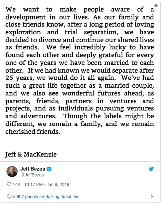 一起恐影响世界首富、全球最值钱公司控制权的离婚