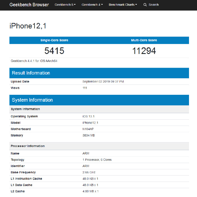挤牙膏？Geekbench疑似曝光苹果A13处理器跑分