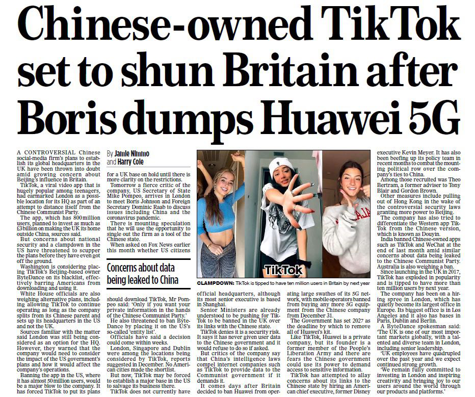   英媒：TikTok被迫暂缓在伦敦设置全球总部