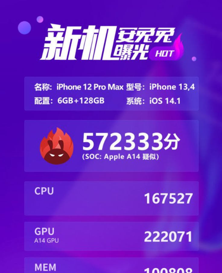 iPhone 12跑分曝光，较上代提升不到10%