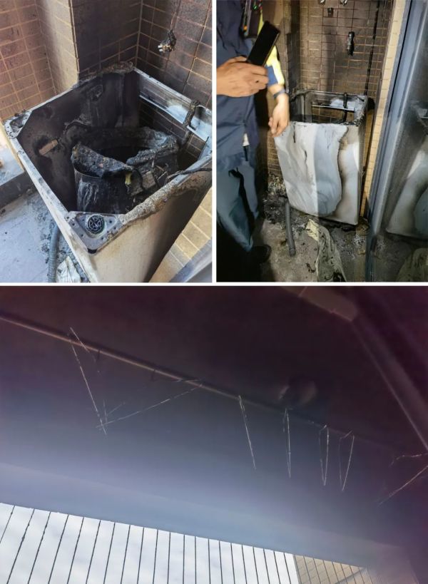 美的洗衣机烧黑