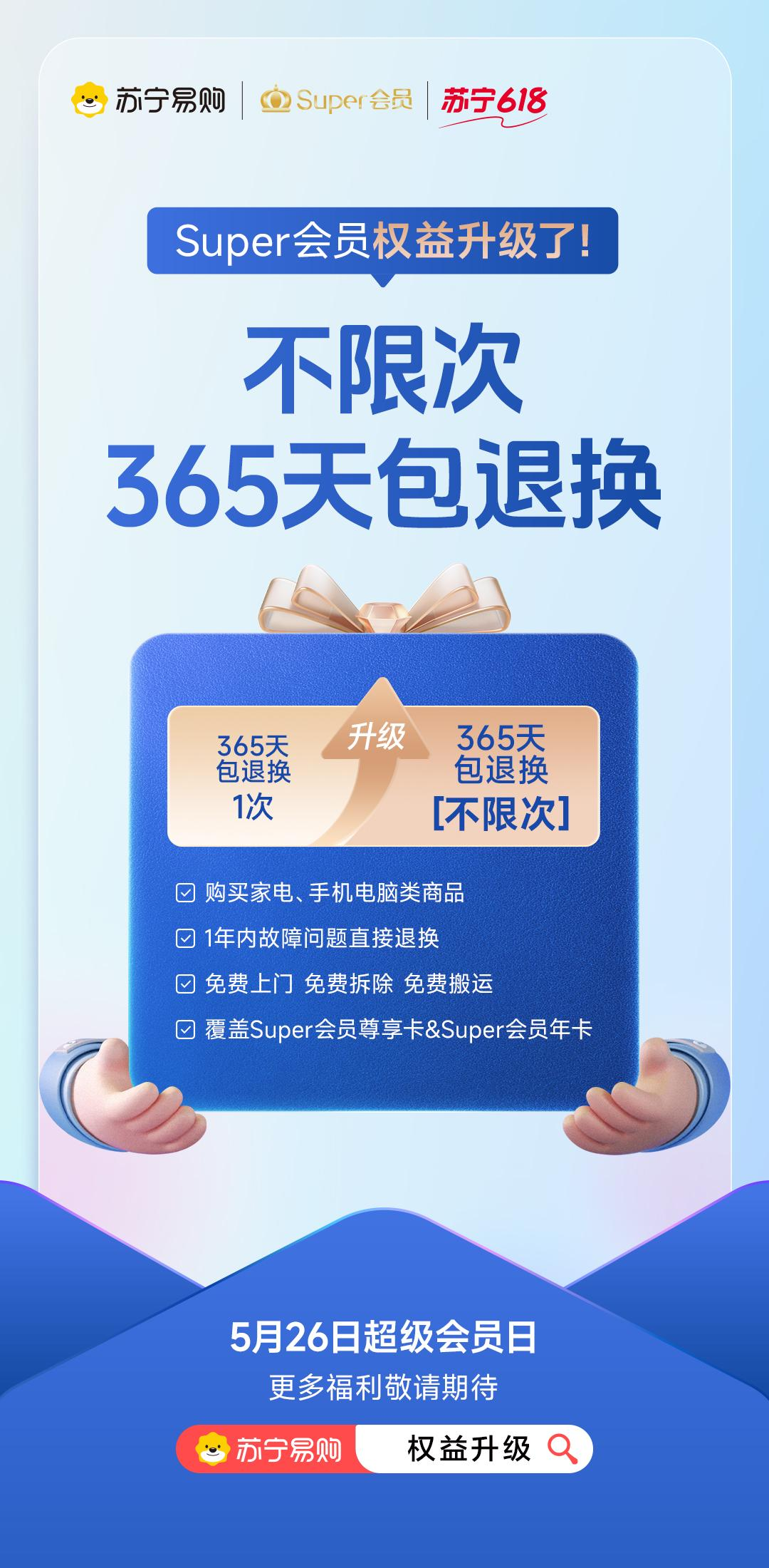 Super会员再升级 不限次365天包退换