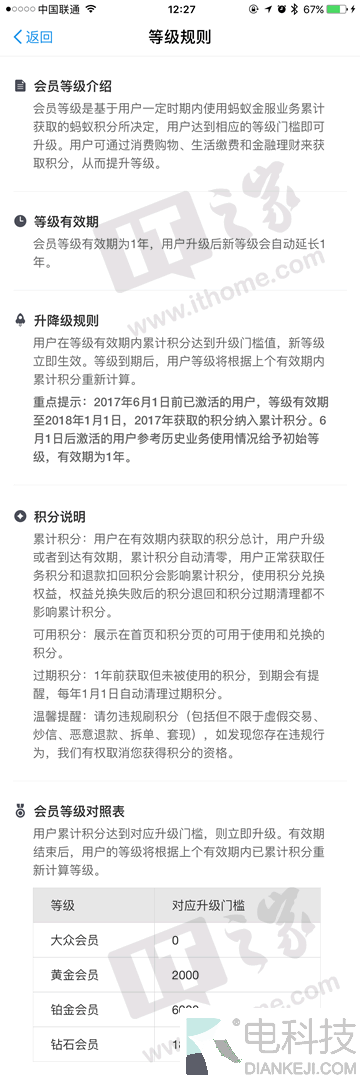 2017年6月3日支付宝蚂蚁会员新体系上线,无需积分兑换