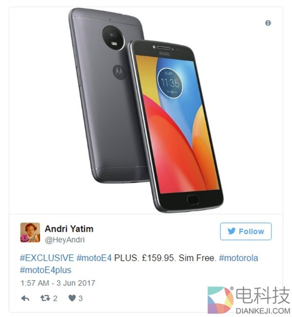Moto E4 Plus:上古配置 售价1400+