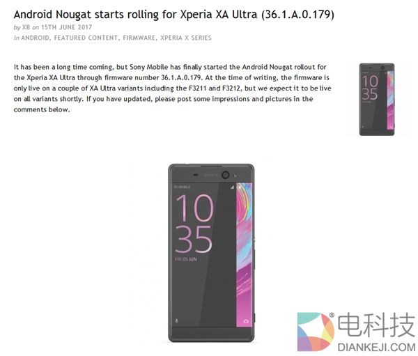 极致超窄边框 索尼Xperia XA Ultra获安卓7.0更新
