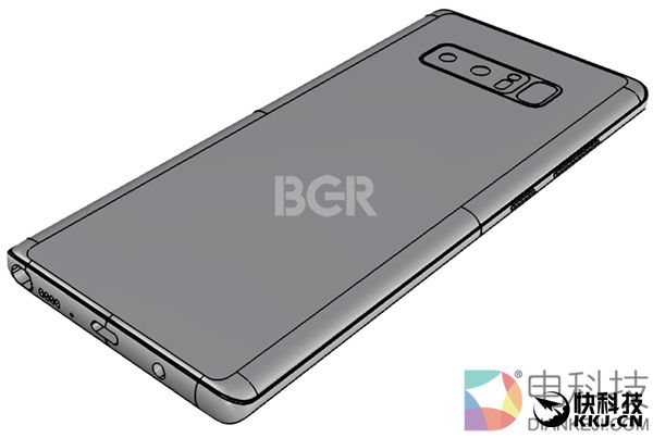6100元！三星Note8高清3D外形照曝光：后指纹/双摄凸起